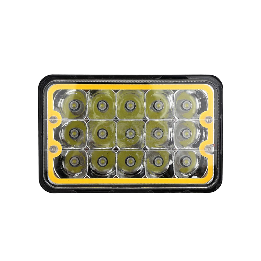 FARO AUXILIAR LED RECTANGULAR 5 3/4 ALTA Y BAJA CON OJO DE ANGEL BLANCO  12V/24V