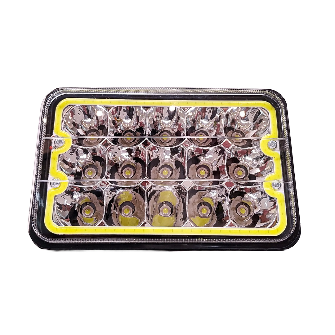 FARO AUXILIAR LED RECTANGULAR 5 3/4 ALTA Y BAJA CON OJO DE ANGEL BLANCO  12V/24V