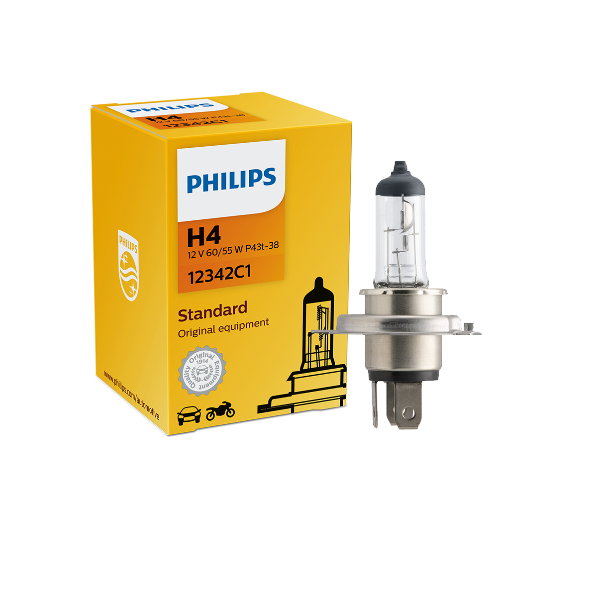 LAMPARA 12V H4 55-60 WATS HALOGENO (PHILLIPS)