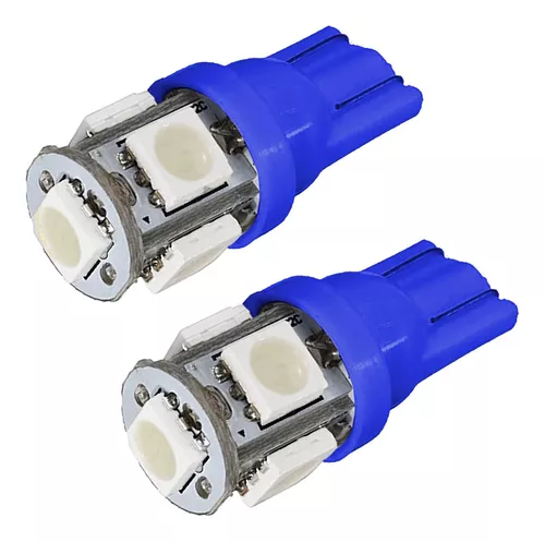 LAMPARA 12 V 5W5 T-10 MUELA 5 LEDS AZUL (T10)
