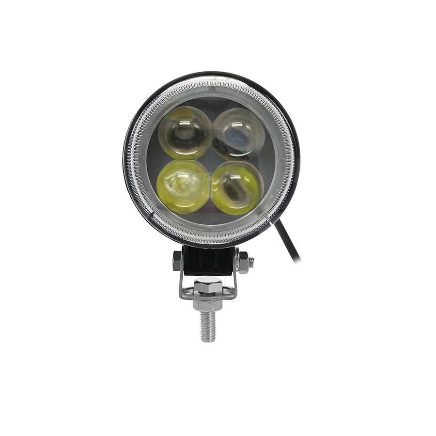 FARO AUXILIAR LED REDONDO 12W (4 LED) CON ARO HALO ROJO 12V/24V