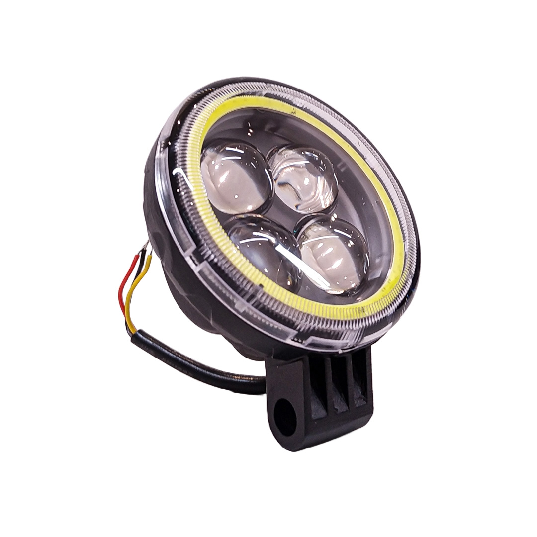 FARO AUXILIAR LED REDONDO 12W (4 LED) CON ARO HALO ROJO 12V/24V
