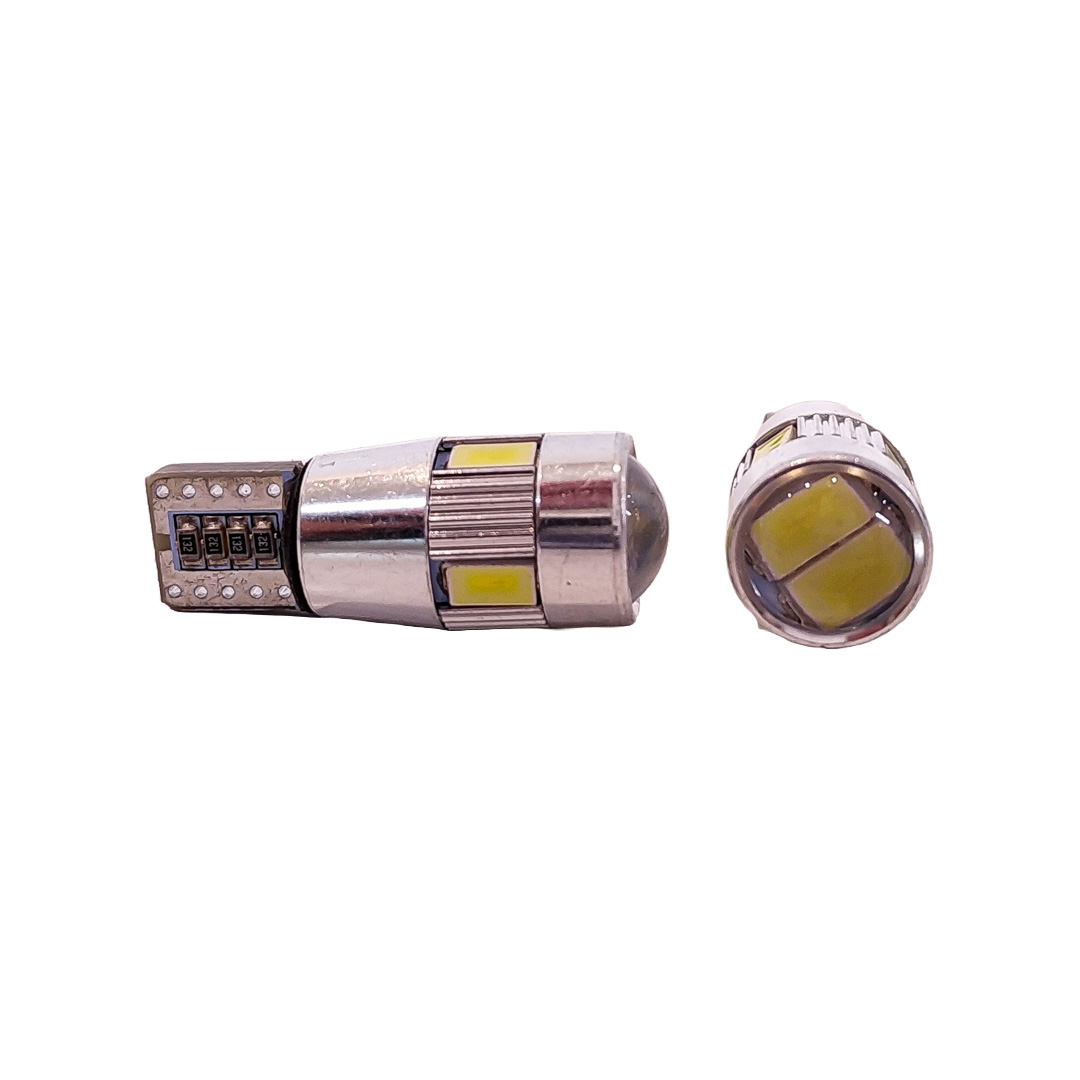 LAMPARA 12 V W5W MUELA 5 WATS 6 LEDS CON LUPA JUEGO (T10)