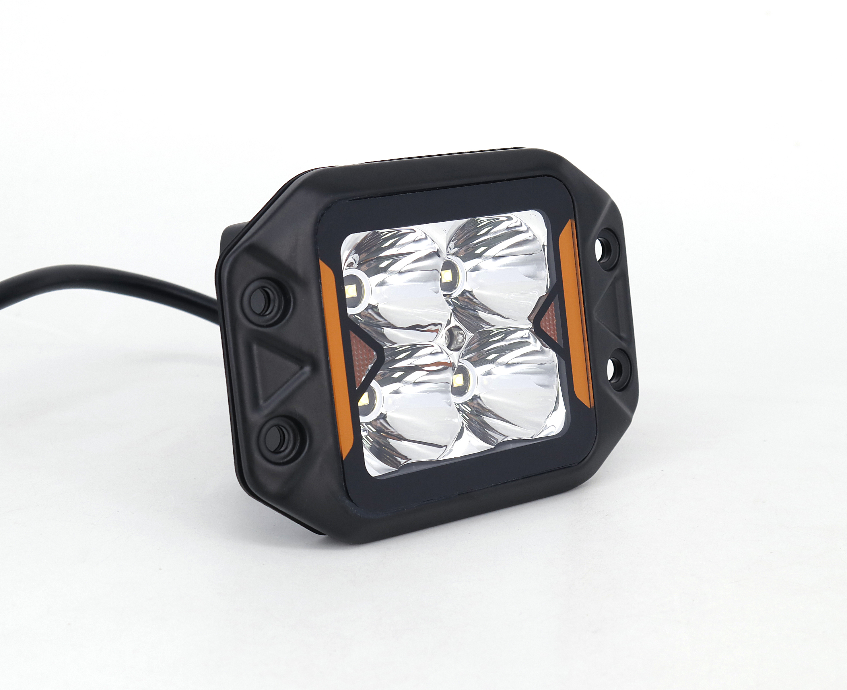 FARO AUXILIAR LED CUADRADO DE EMBUTIR CON GIROS 20W 12V/24V (DAKAR)