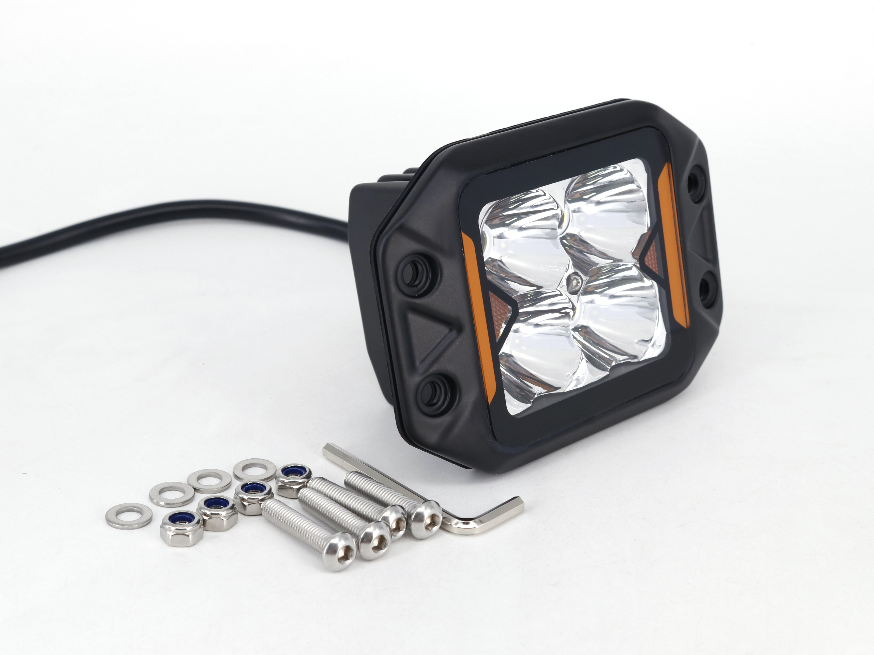 FARO AUXILIAR LED CUADRADO DE EMBUTIR CON GIROS 20W 12V/24V (DAKAR)