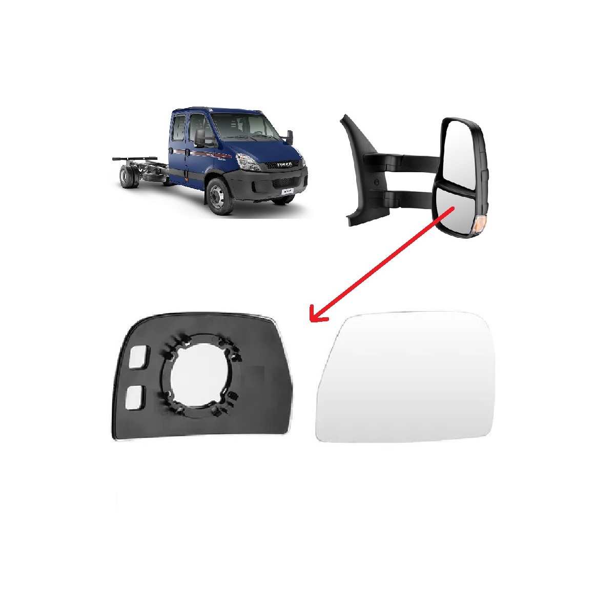 VIDRIO ESPEJO IVECO DAILY 08/18 INFERIOR IZQUIERDO (FITAM)