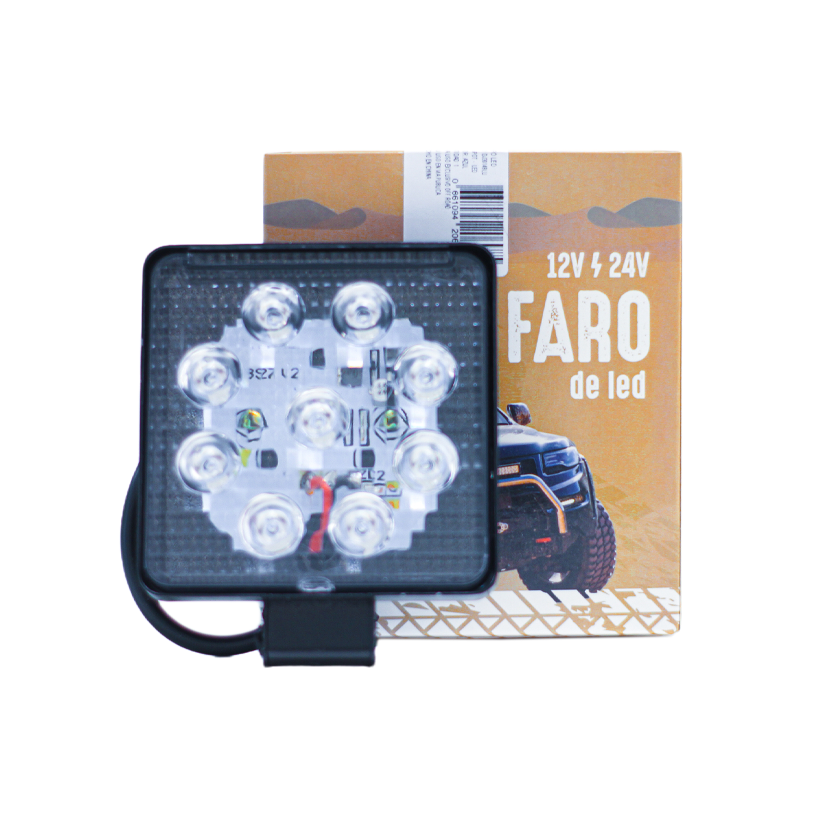FARO AUXILIAR LED CUADRADO 9 LED 27W AZUL 12V/24V